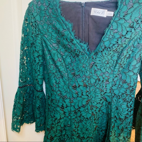 Eliza J | Dresses | Green Lace Eliza J Dress With Ruffle Sleeve | Poshmark